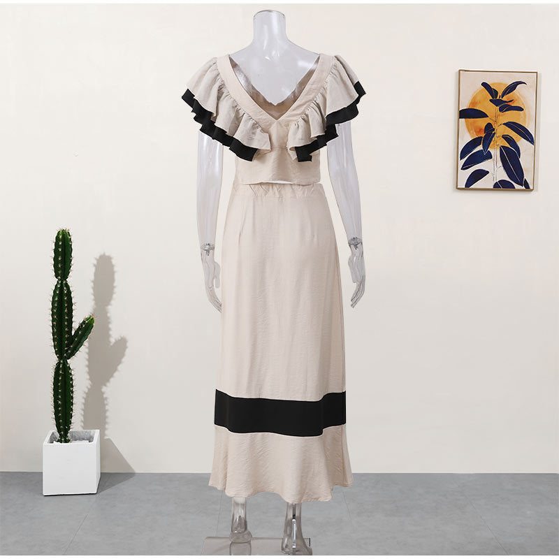 High-Waist Slim Fit Vacation Long Dress Set - Grace Beauty H&C 