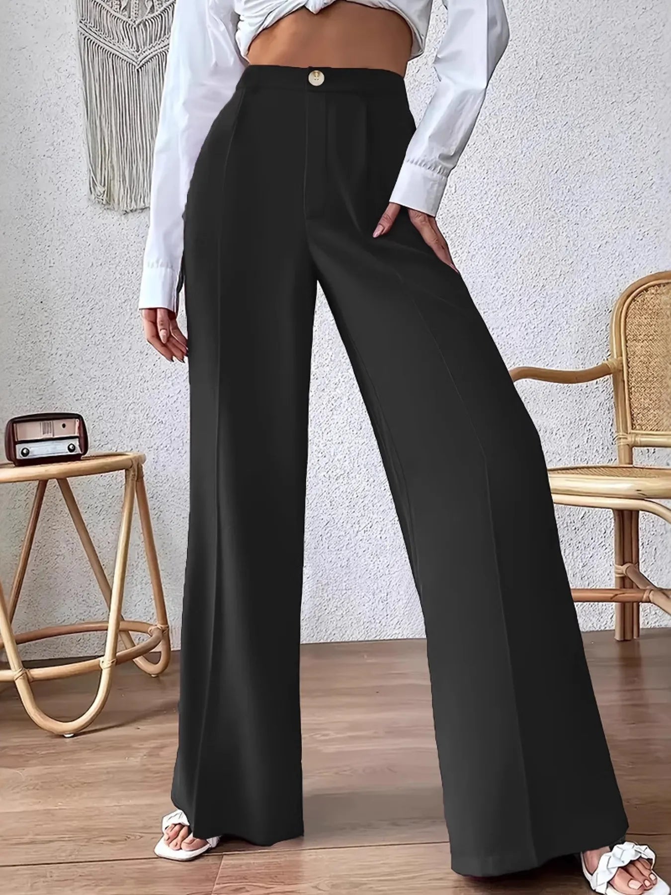 High Waist Wide Leg Pants - Grace Beauty H&C 