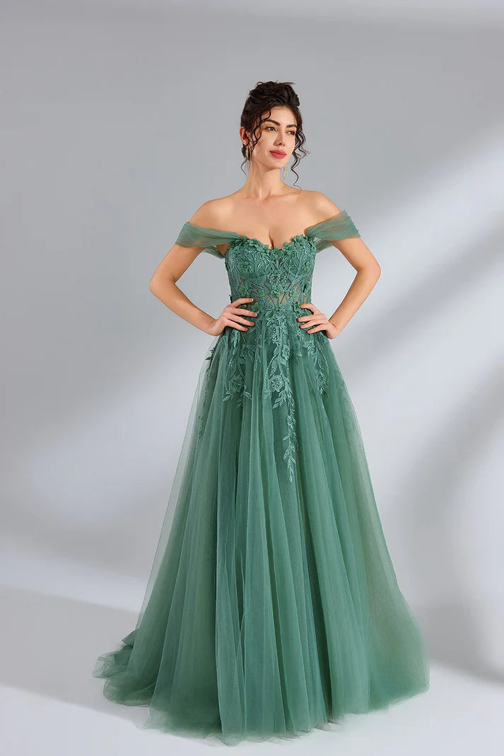 Lace Strapless Prom Dress - Grace beauty H&C 