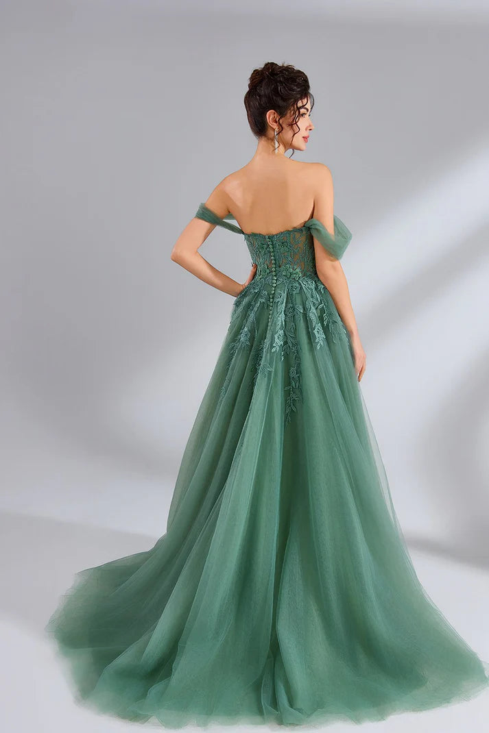Lace Strapless Prom Dress - Grace beauty H&C 