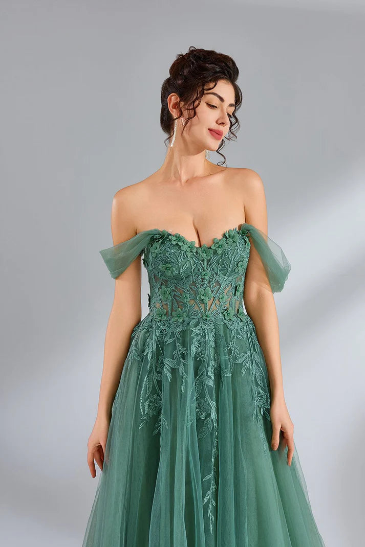Lace Strapless Prom Dress - Grace beauty H&C 