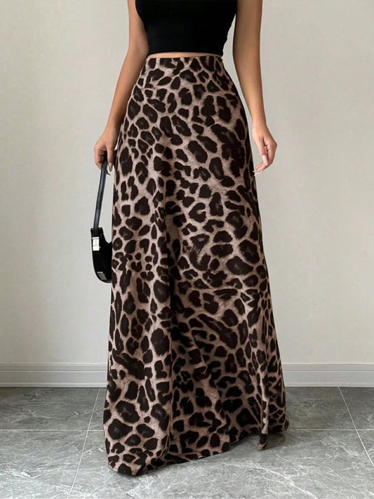 Leopard Print High-Waisted Maxi Skirt - Grace Beauty H&C 