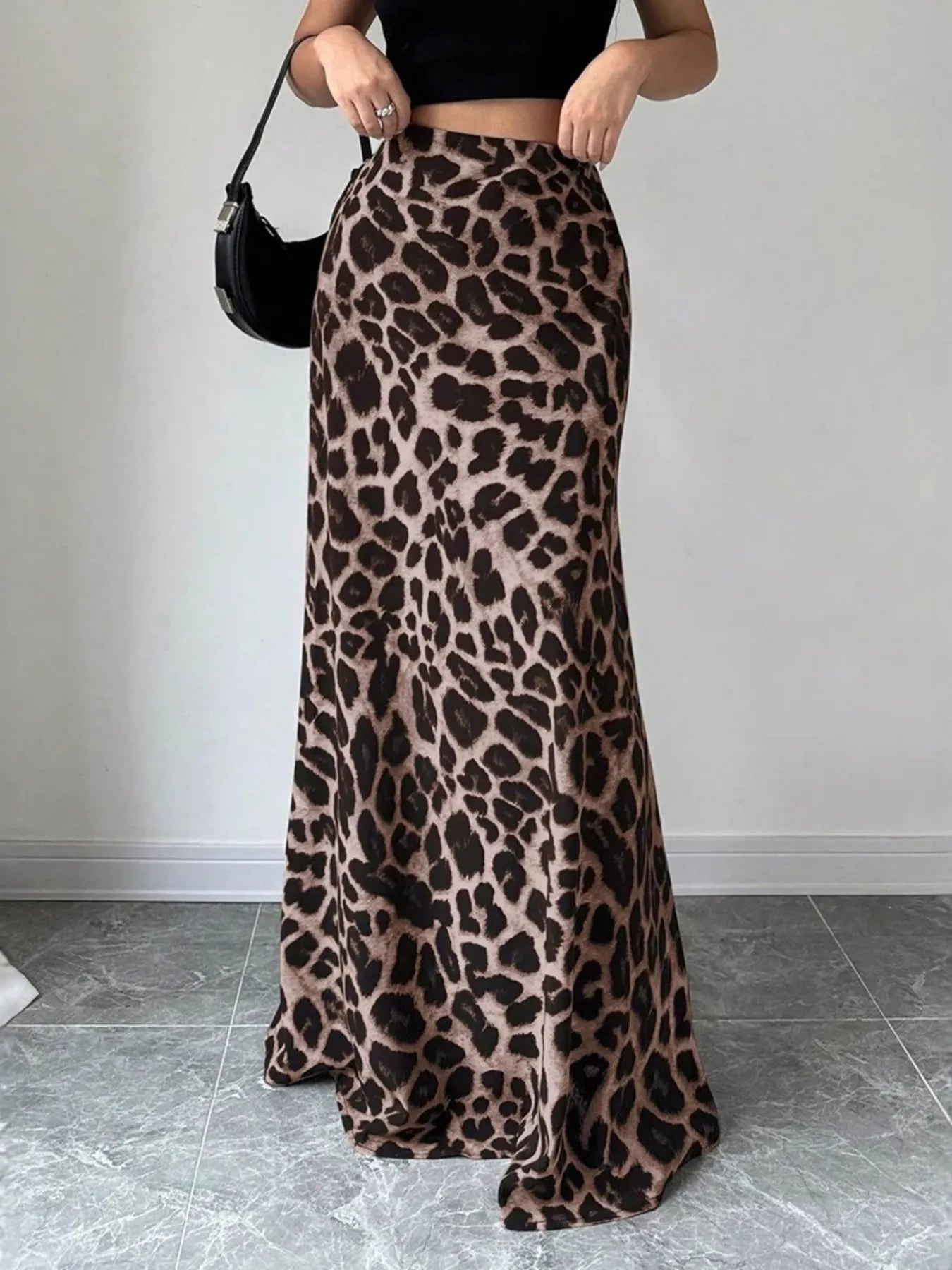 Leopard Print High-Waisted Maxi Skirt - Grace Beauty H&C 