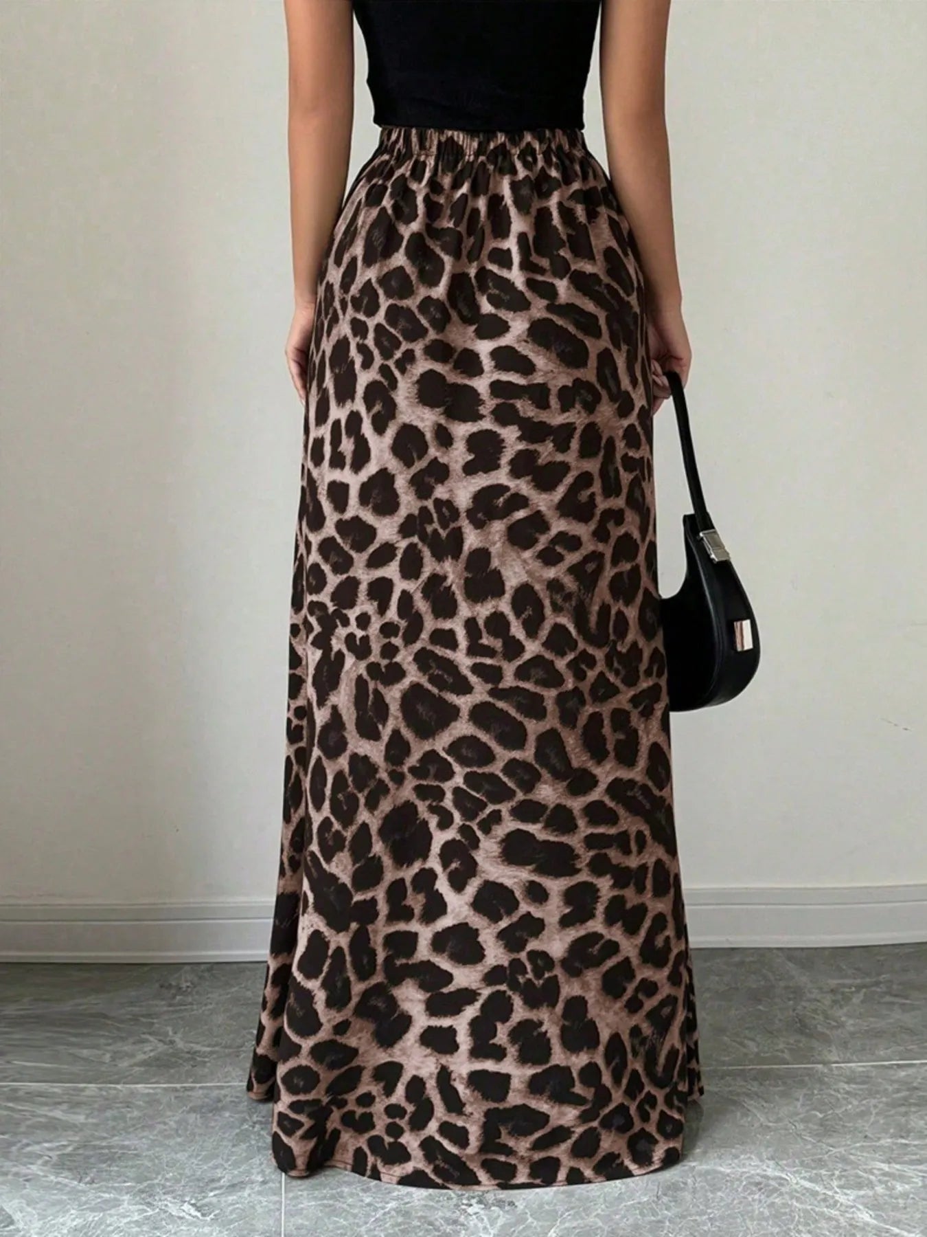 Leopard Print High-Waisted Maxi Skirt - Grace Beauty H&C 