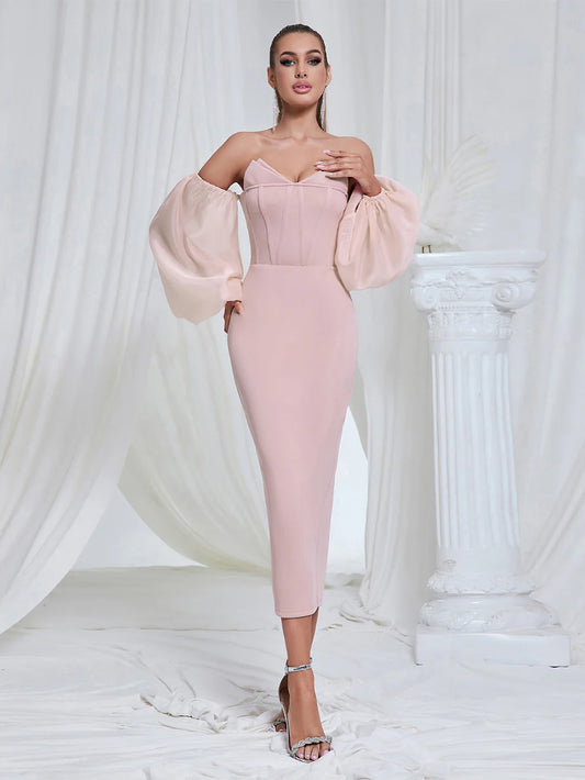 Long-sleeved, off-the-shoulder, sheathy midi bodycon - Grace beauty H&C 