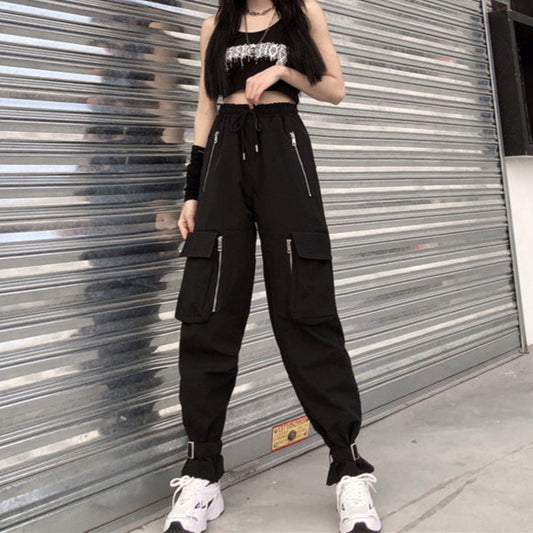 Pants high-waisted black slacks street machine style - Grace Beauty H&C 