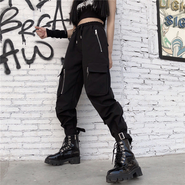 Pants high-waisted black slacks street machine style - Grace Beauty H&C 