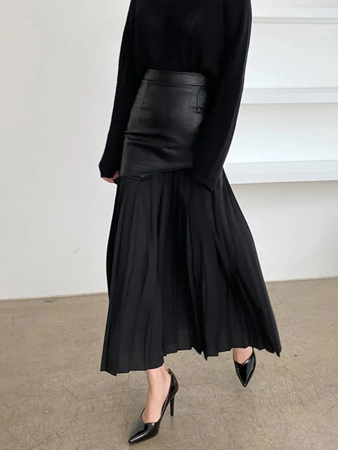 Patchwork Contrast Pleated Skirt - Grace Beauty H&C 