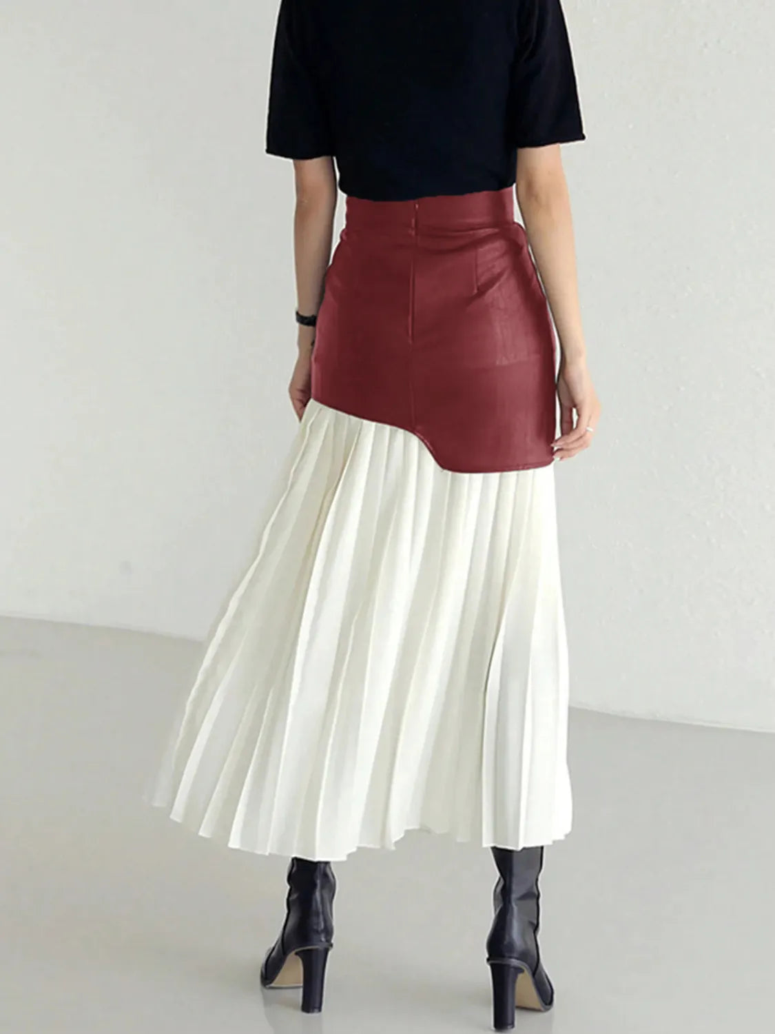 Patchwork Contrast Pleated Skirt - Grace Beauty H&C 