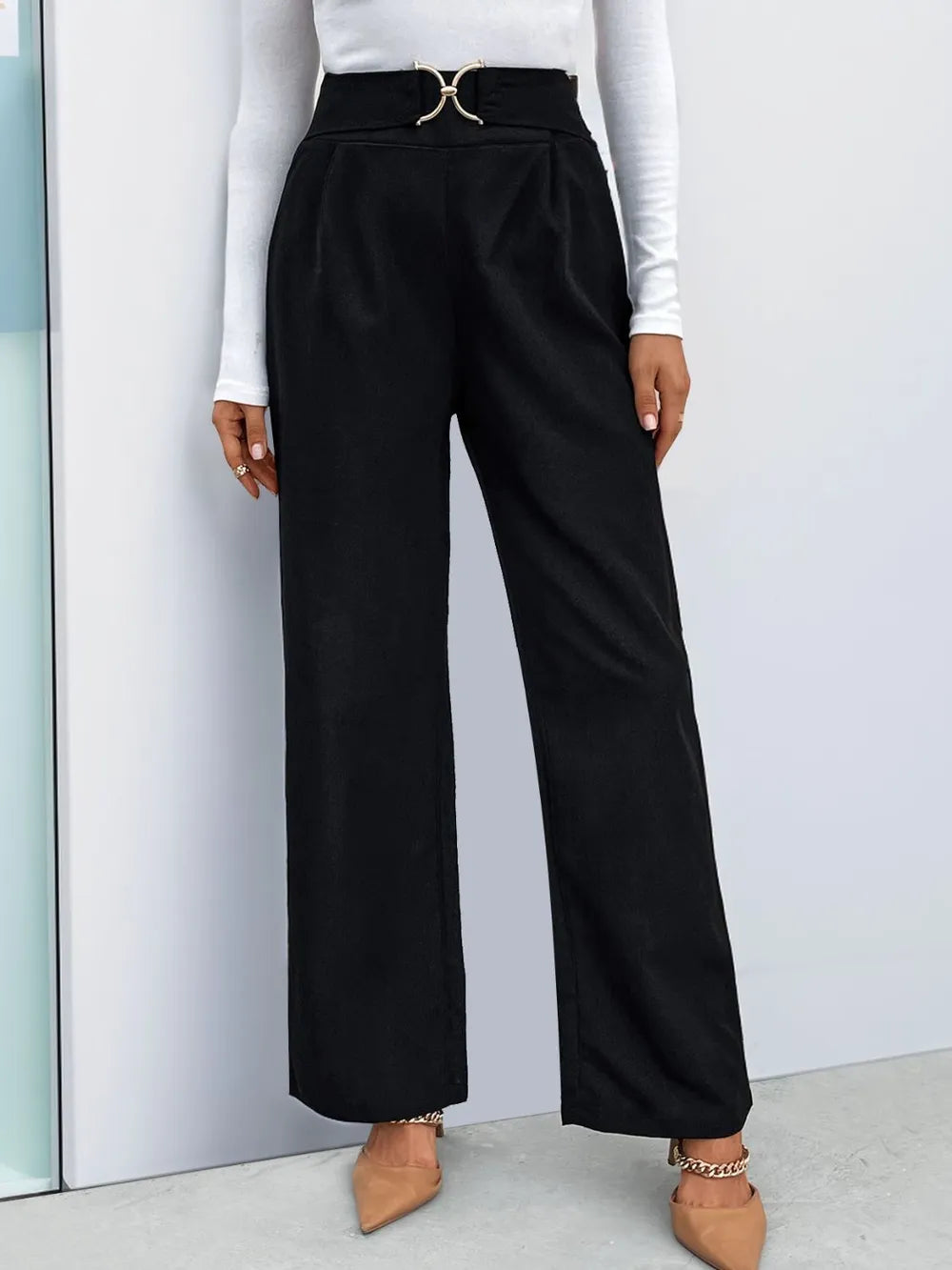 Perfee High Waist Straight Leg Pants - Grace beauty H&C 