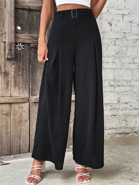 Perfee Ruched High Waist Wide Leg Pants - Grace beauty H&C 