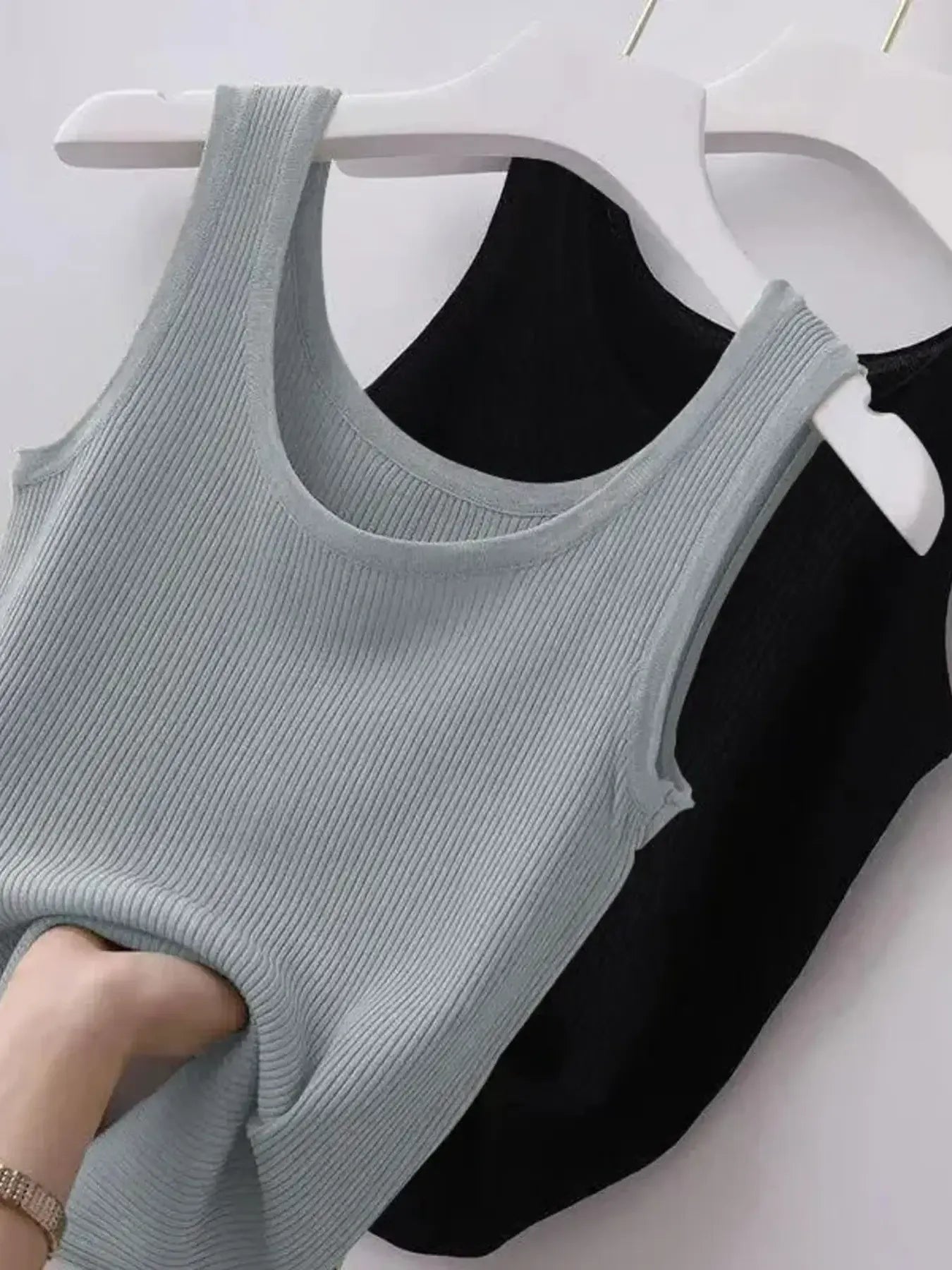 Plus Size Ribbed Knit Scoop Neck Tank Top - Grace Beauty H&C 