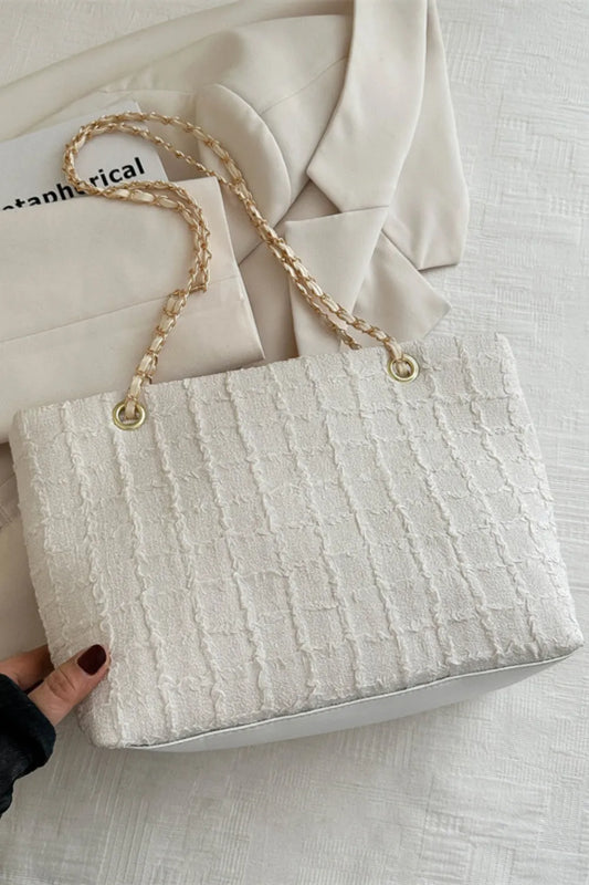 Polyester Texture Chain Tote Bag – Stylish Shoulder Handbag - Grace Beauty H&C 