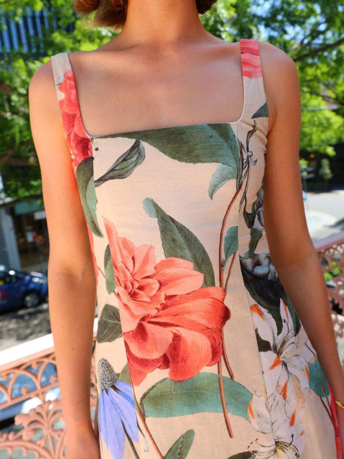 Printed Square Neck Maxi Dress - Grace Beauty H&C 
