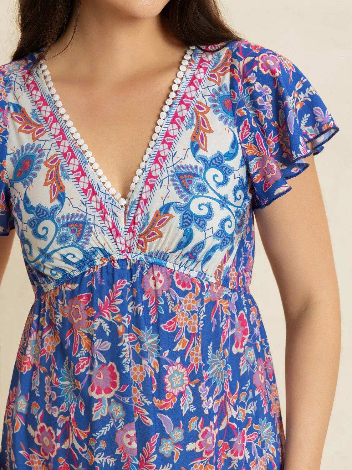 Printed V-Neck Wide Leg Jumpsuit - Grace Beauty H&C 