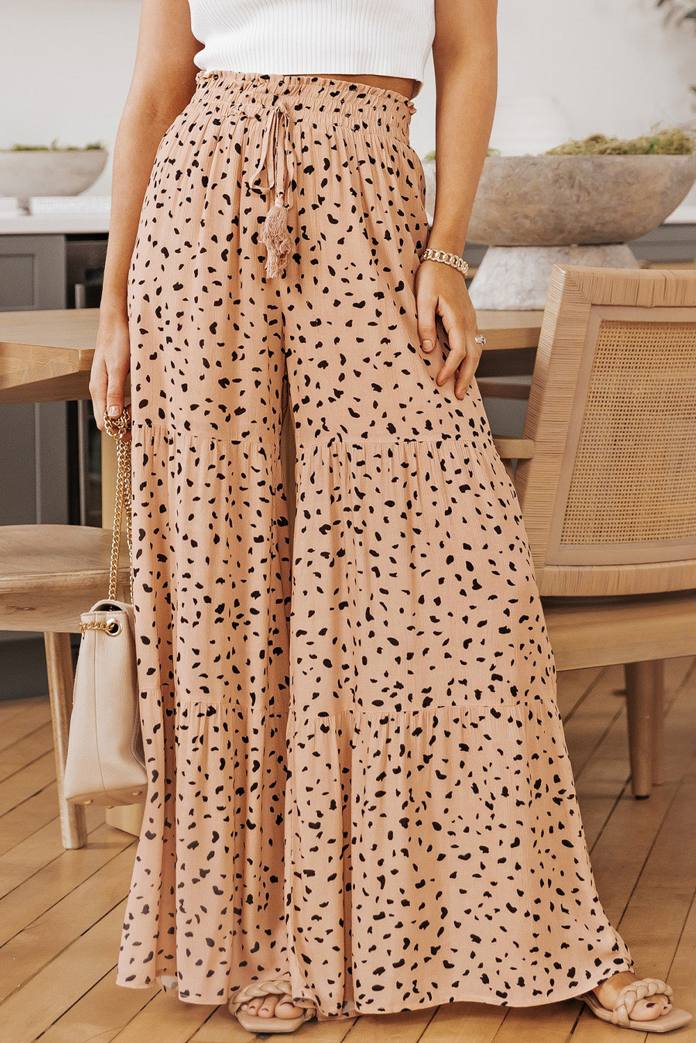 Printed Wide Tiered Pants - Grace Beauty H&C 