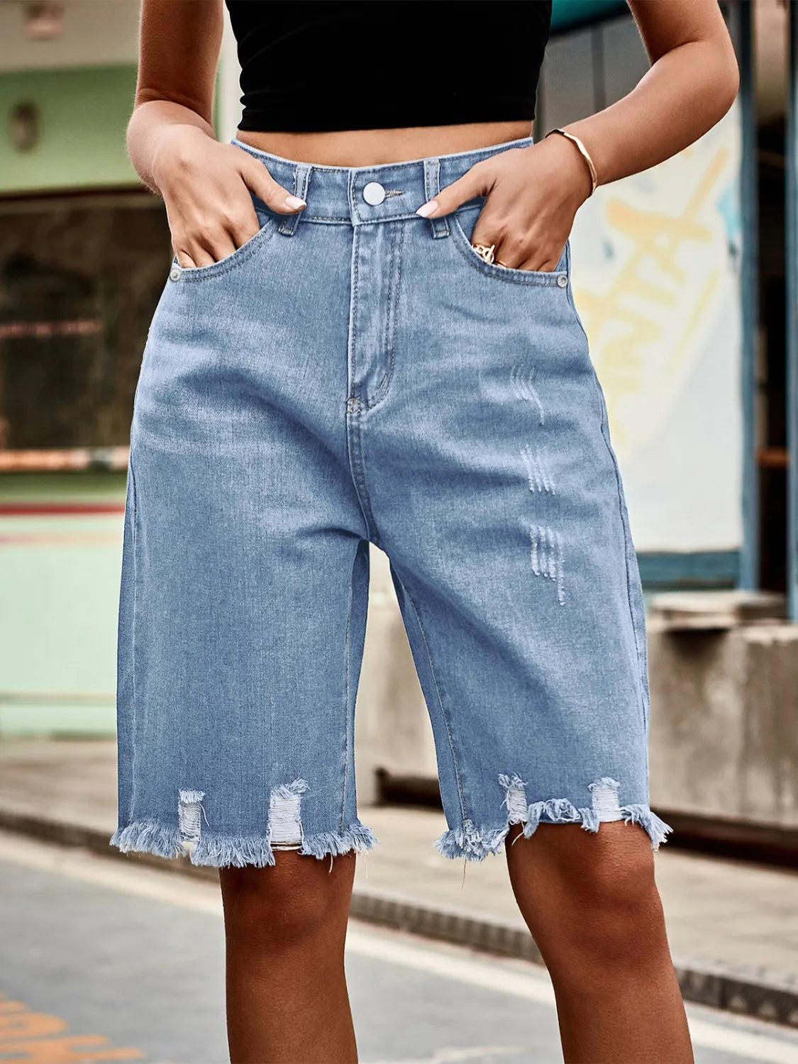 Raw Hem Denim Shorts - Grace Beauty H&C 