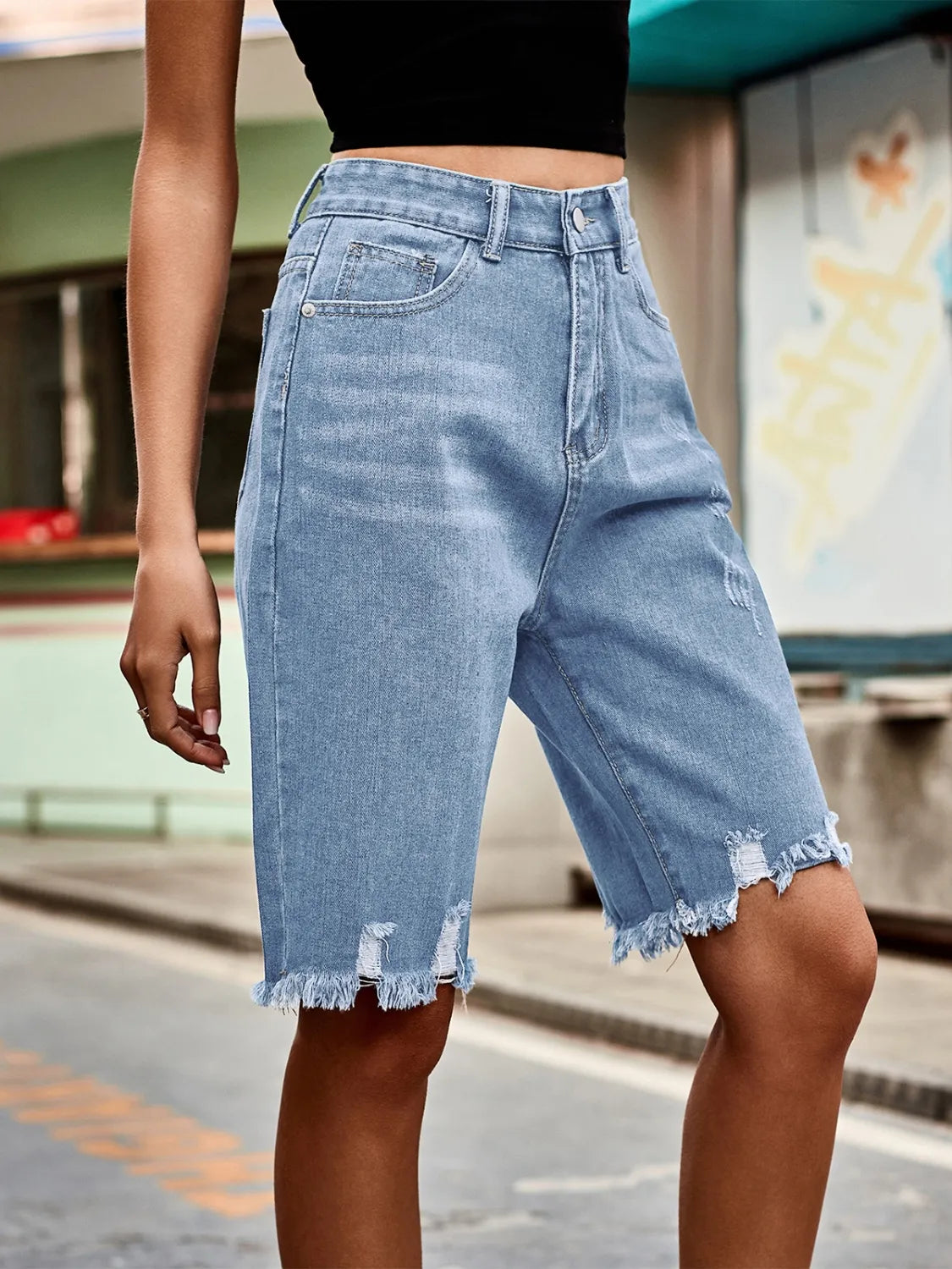 Raw Hem Denim Shorts - Grace Beauty H&C 