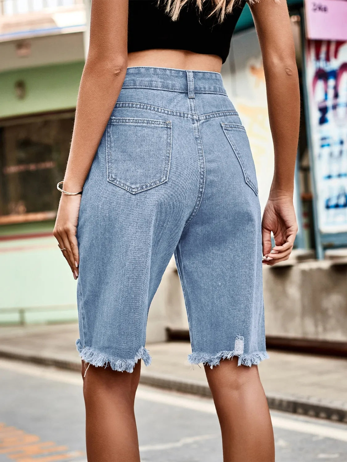 Raw Hem Denim Shorts - Grace Beauty H&C 