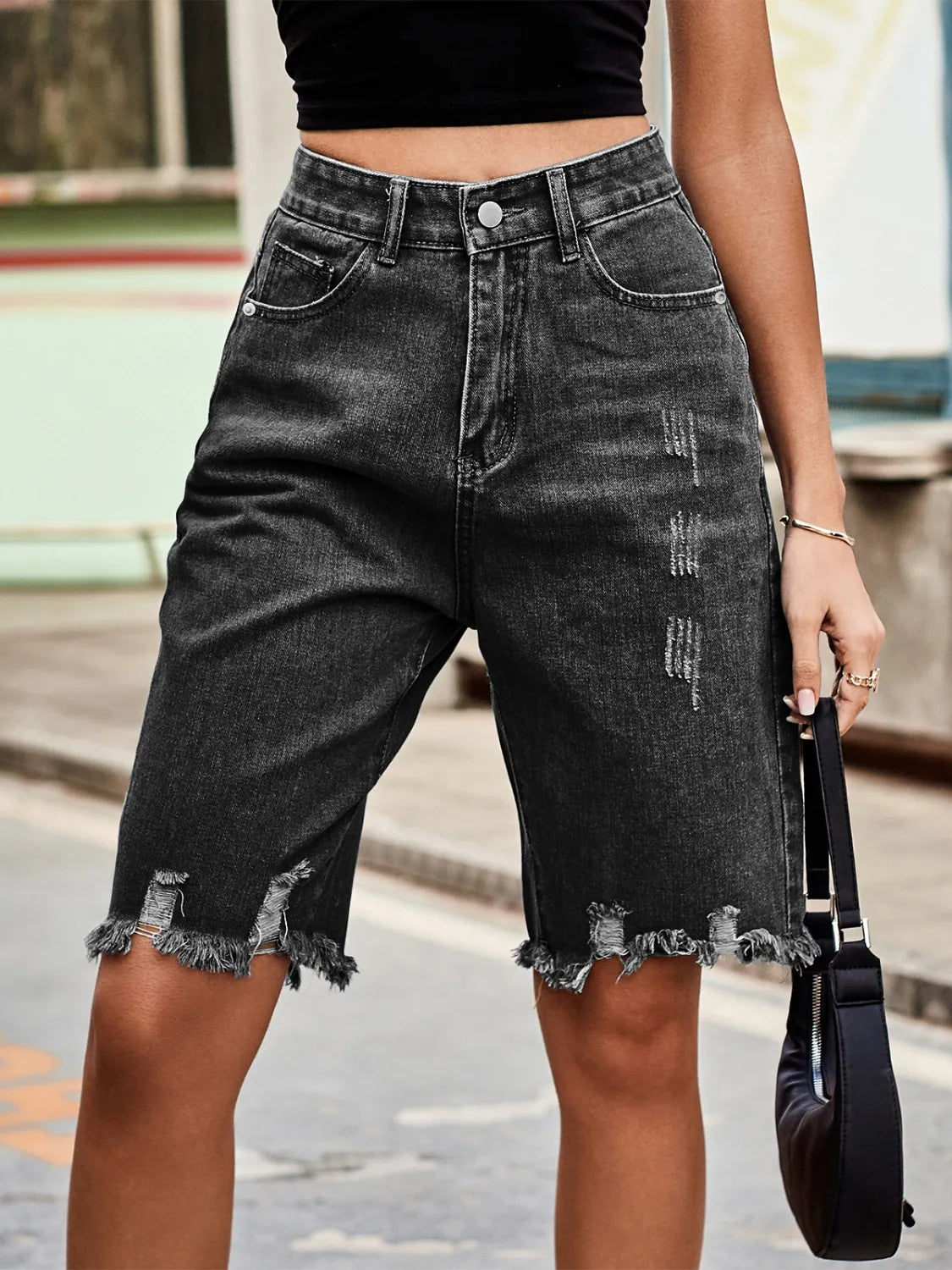 Raw Hem Denim Shorts - Grace Beauty H&C 