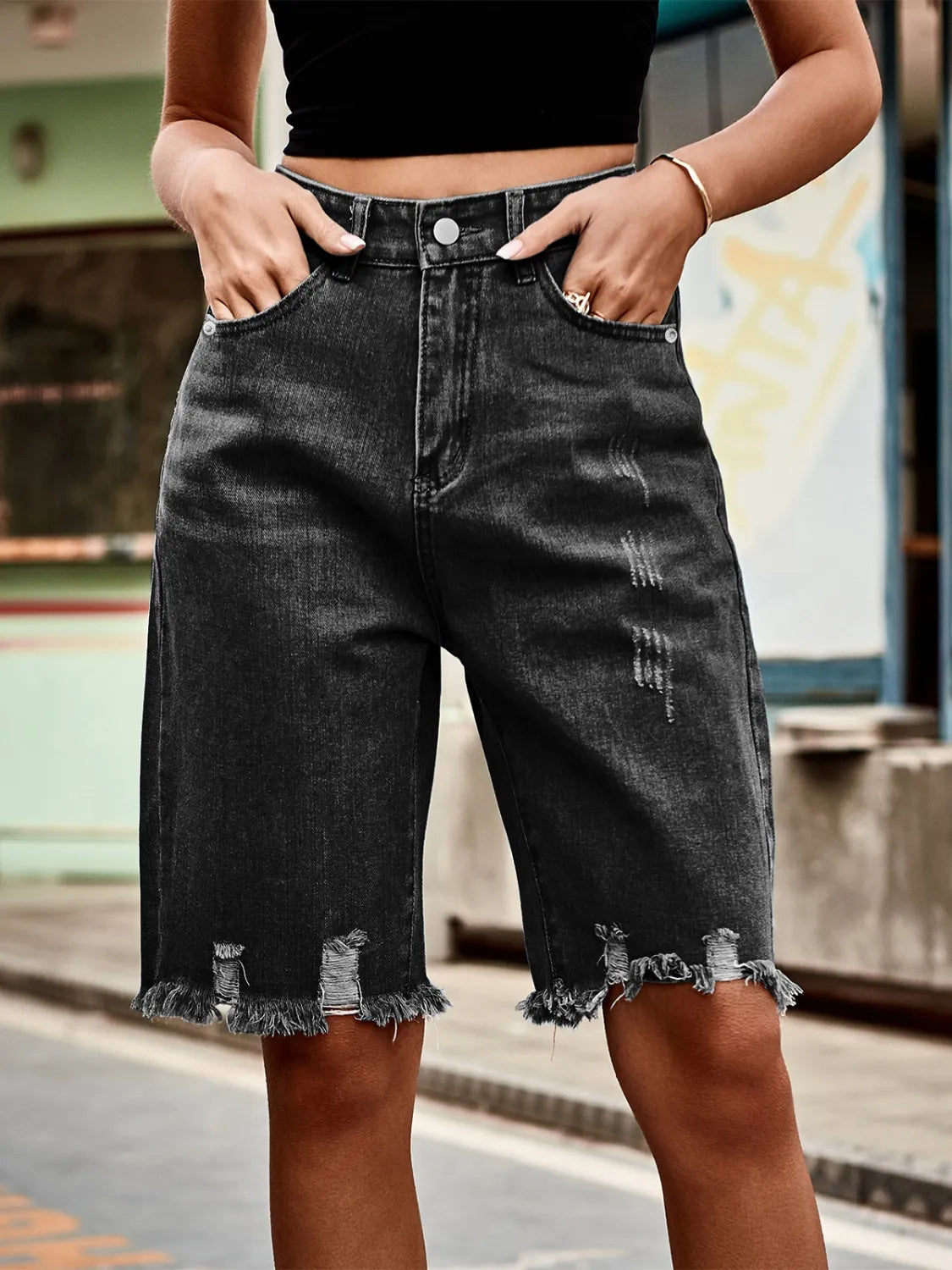 Raw Hem Denim Shorts - Grace Beauty H&C 