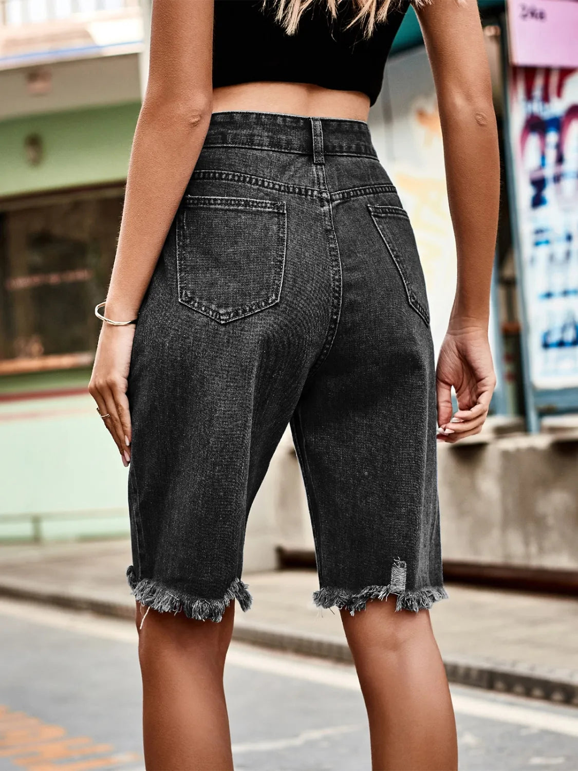 Raw Hem Denim Shorts - Grace Beauty H&C 