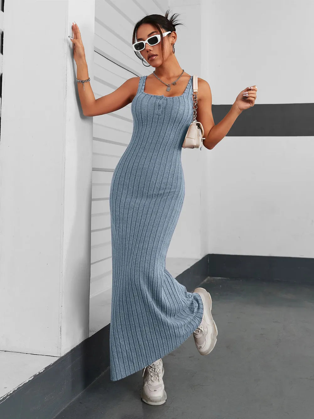 Ribbed Maxi Tank Dress - Grace Beauty H&C 