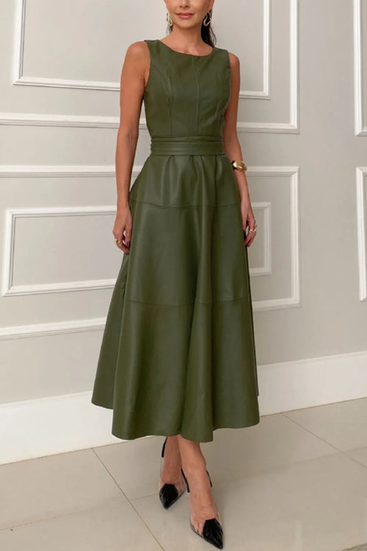 Round Neck Sleeveless Midi Dress - Grace Beauty H&C 