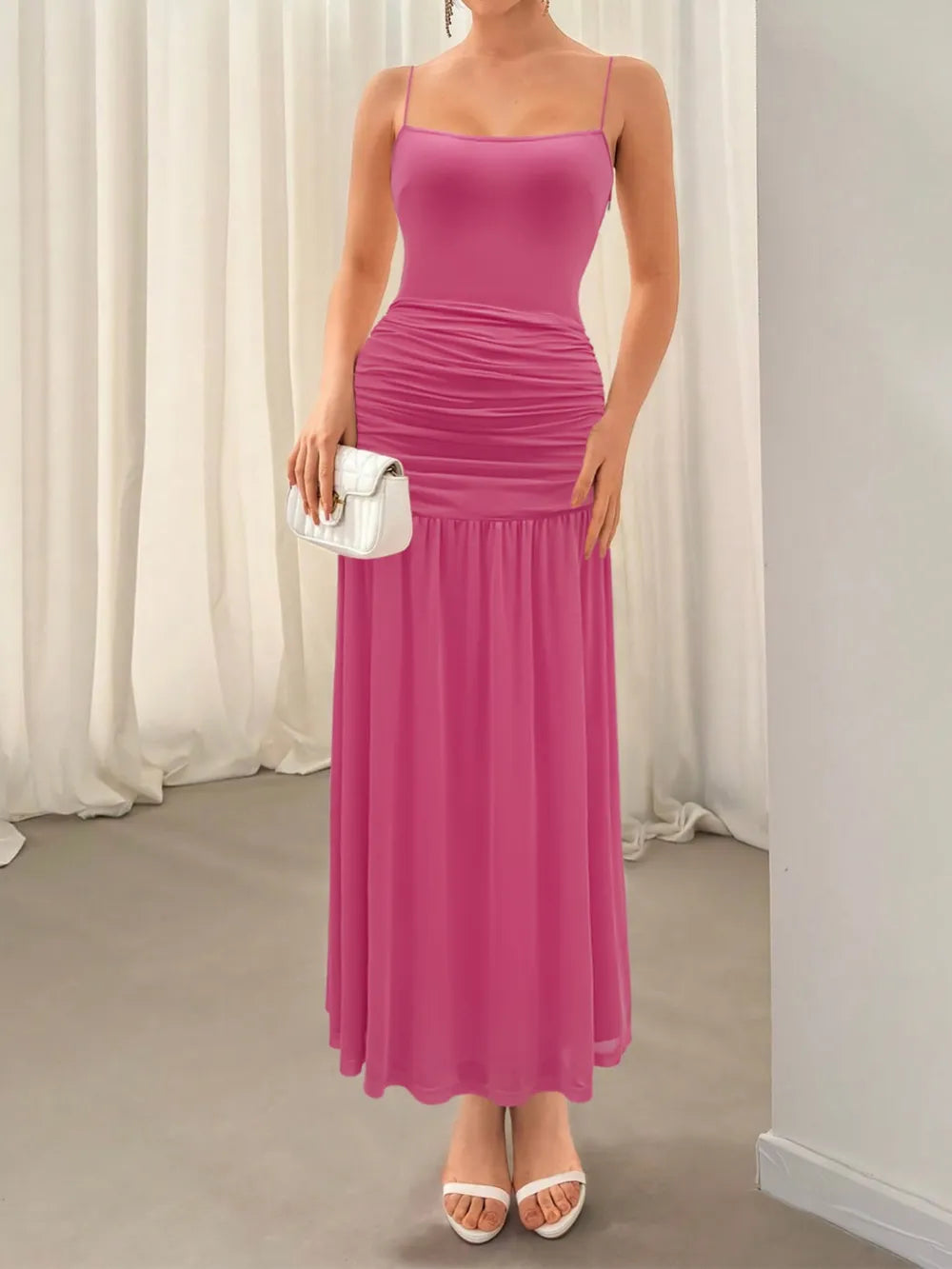 Ruched Maxi Cami Dress - Grace Beauty H&C 