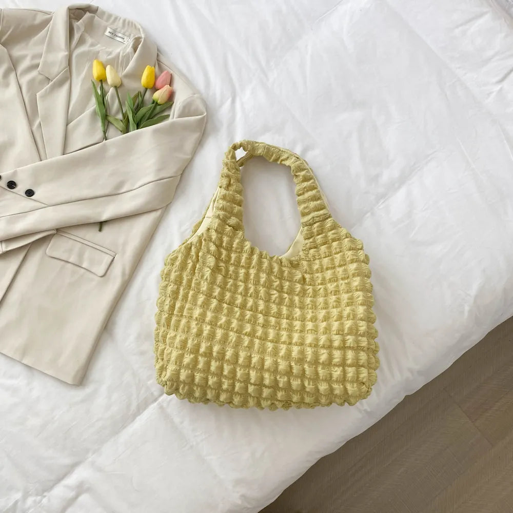 Ruched Polyester Large Handbag – Stylish Everyday Tote - Grace Beauty H&C 