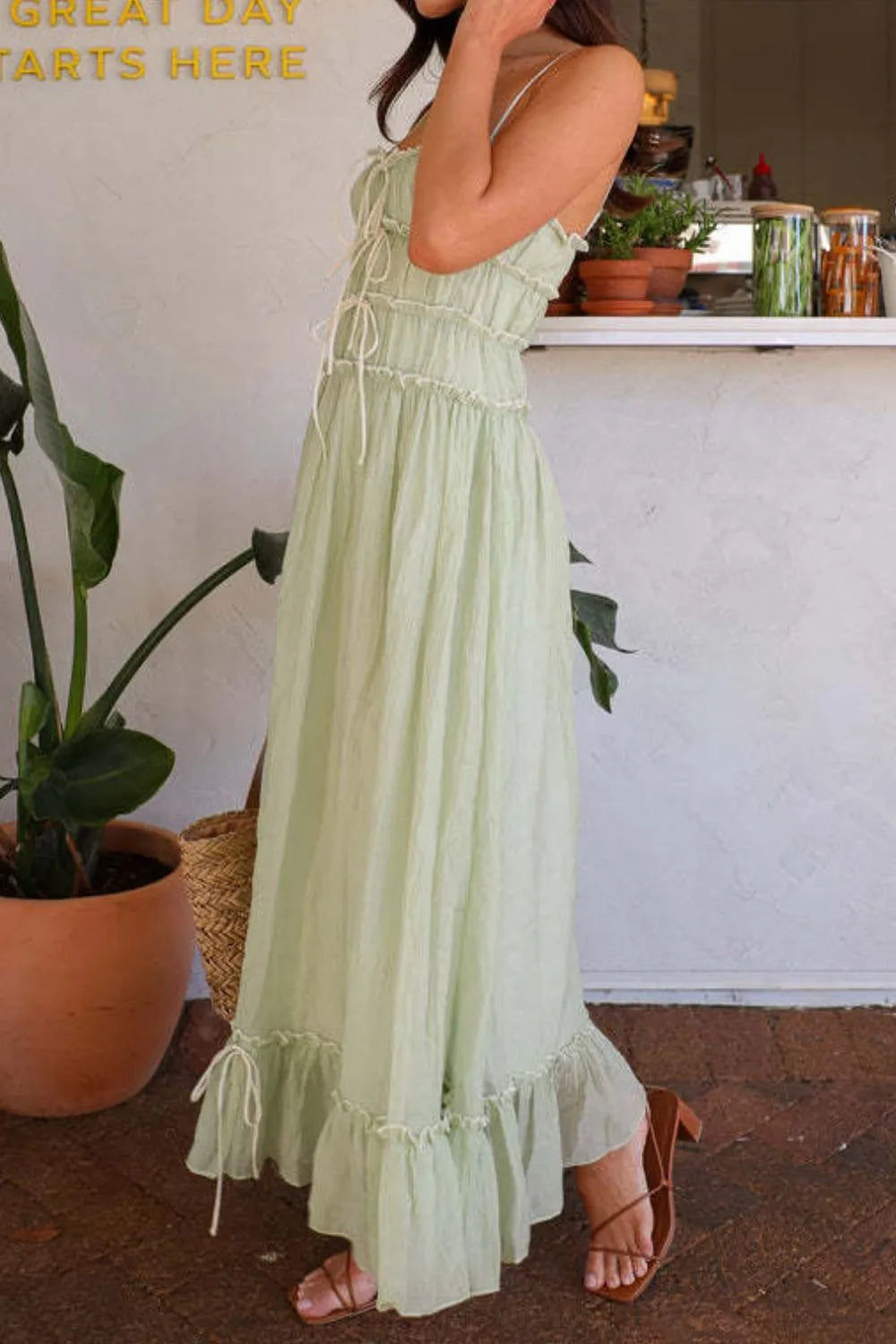 Ruffled Hem Frill Midi Cami Dress - Grace Beauty H&C 
