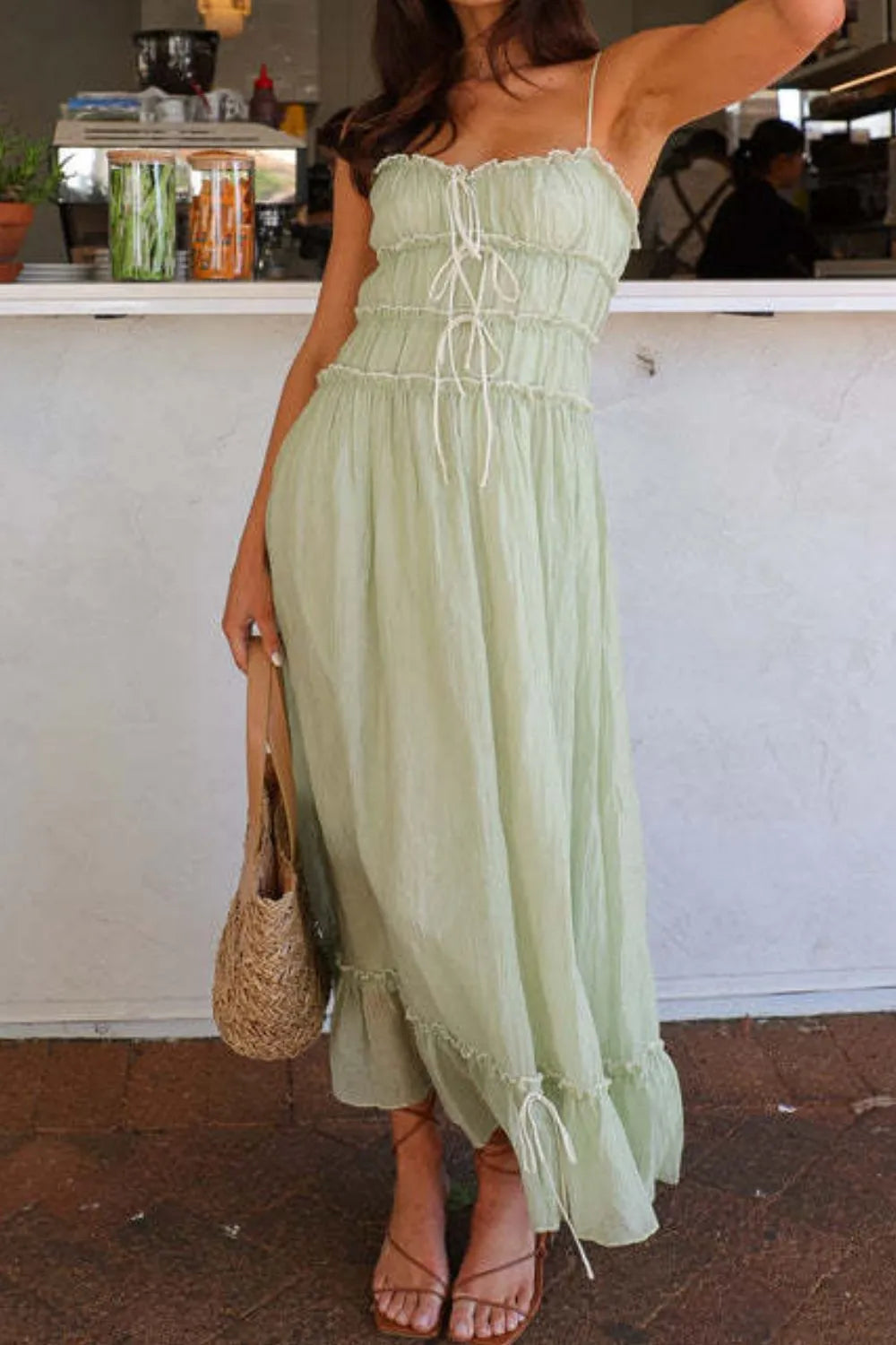 Ruffled Hem Frill Midi Cami Dress - Grace Beauty H&C 