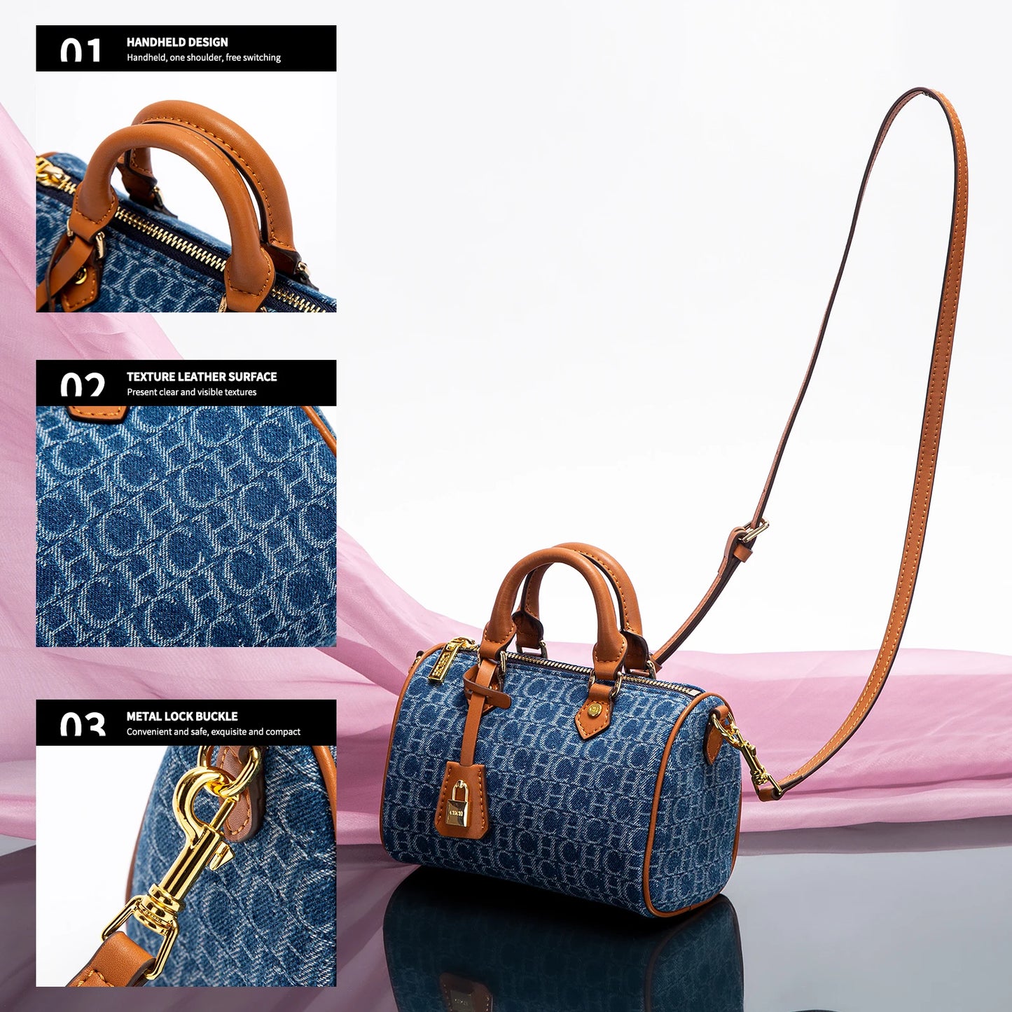Women's Shoulder Bag 2025 New Cowboy Splicing Pillow Bag, Casual Party Women's Handbag - Grace Beauty H&C 