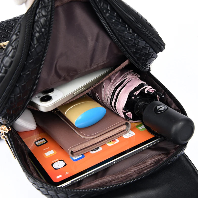 Luxury Women Leather Backpacks for Girls Sac A Dos Casual Daypack Black Vintage Backpack School Bags for Girls Mochila Rucksack - Grace Beauty H&C 