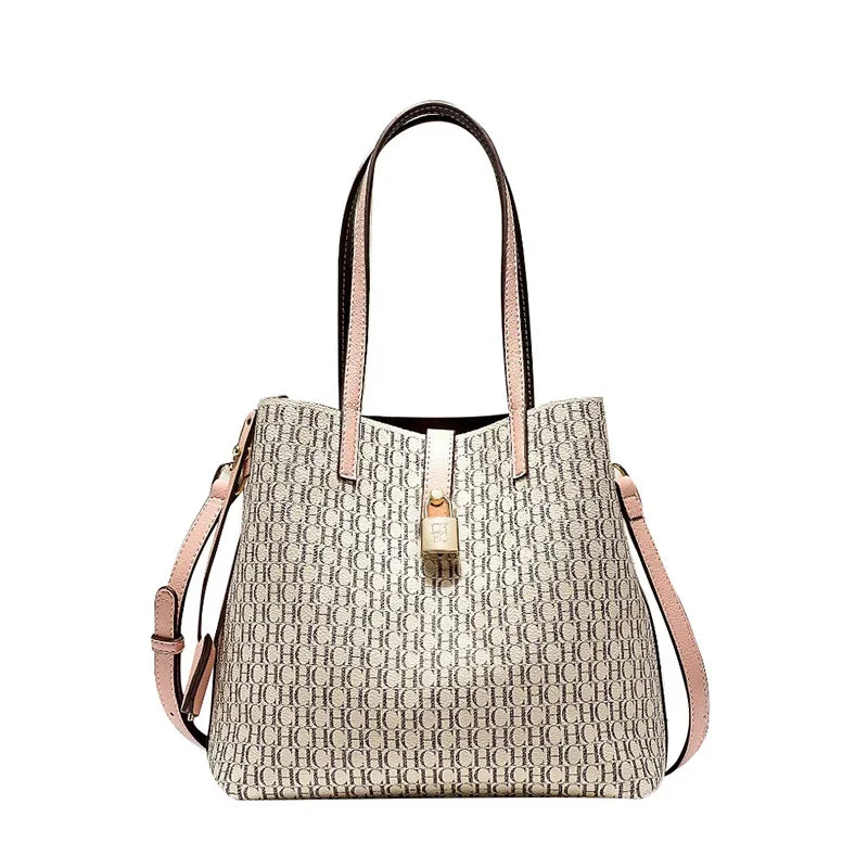 Premium Versatile Leather Crossbody Bag Ladies Large Capacity Daily Commuter Tote Bag Letter Print Design Ladies Fashion - Grace Beauty H&C 