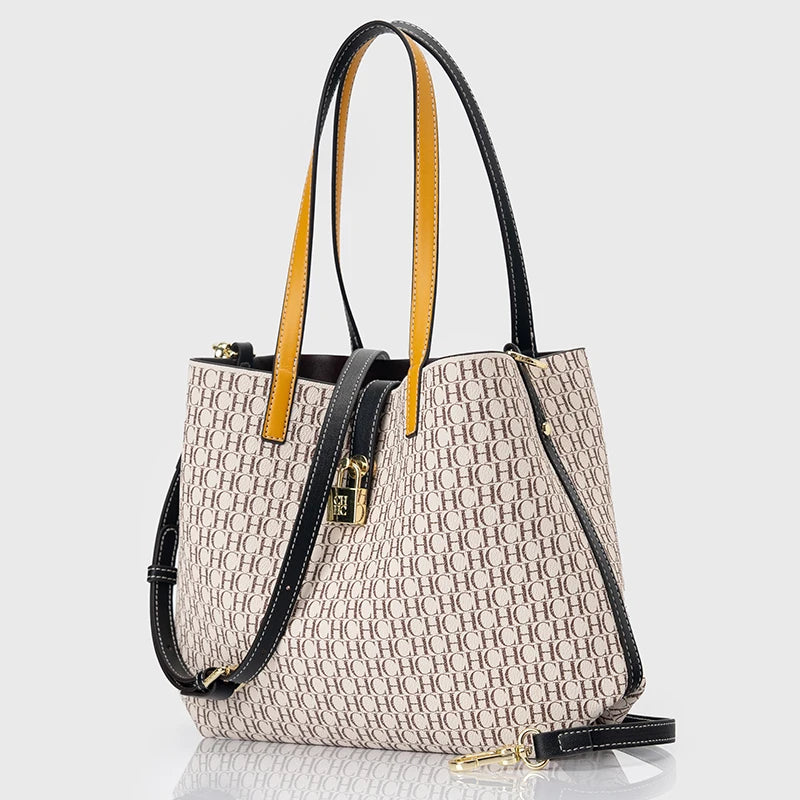 Premium Versatile Leather Crossbody Bag Ladies Large Capacity Daily Commuter Tote Bag Letter Print Design Ladies Fashion - Grace Beauty H&C 