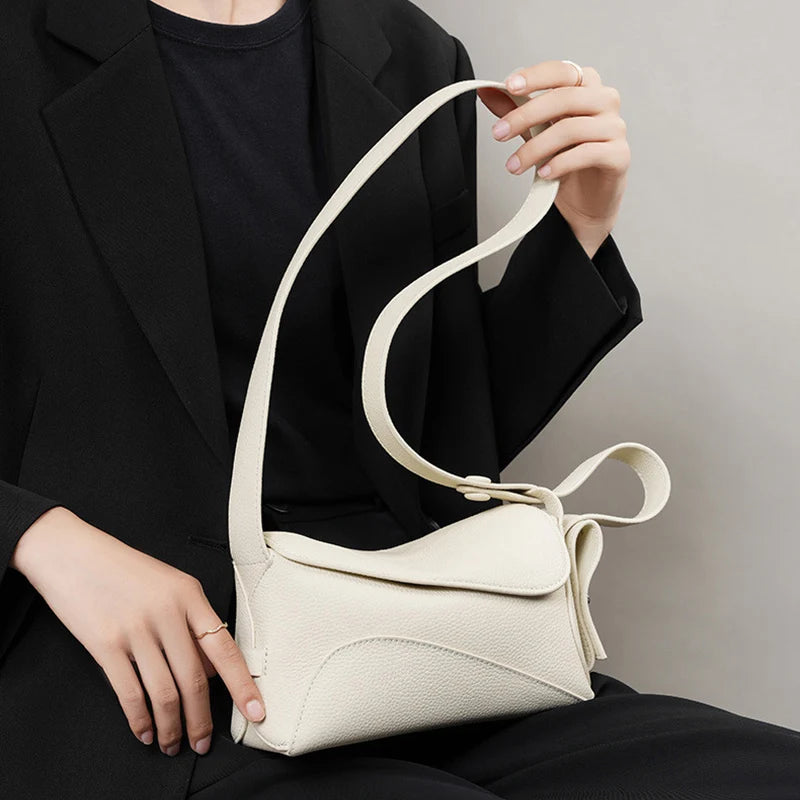 Genuine Leather Underarm Bag For Women's Summer New Versatile Shoulder Bag With Geometric Streamlined Design Crossbody Handbag - Grace Beauty H&C 