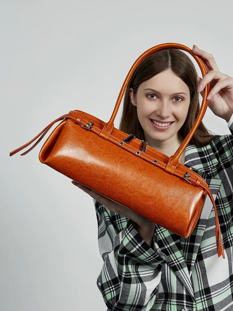 2025 New Genuine Leather Women's Shoulder Bag luxury Cowhide ladies handbag baguette bag female Commuter Shopping Underarm Bag - Grace Beauty H&C 