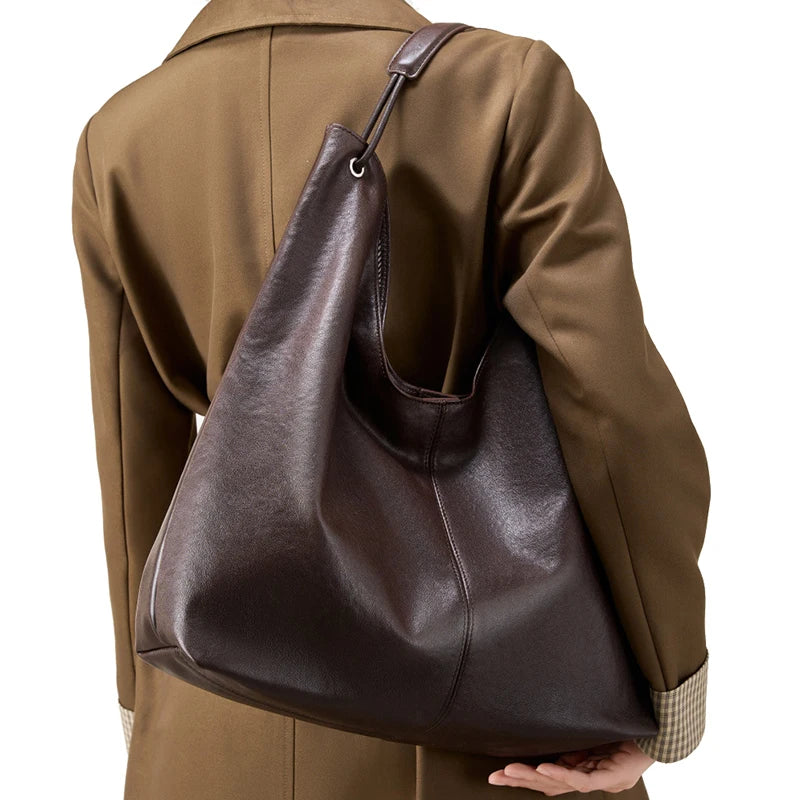 New Women's Large Capacity Genuine Leather Handbag Fashion Single Shoulder Underarm Bag for Ladies Commuting Stylish Girls Bag - Grace Beauty H&C 