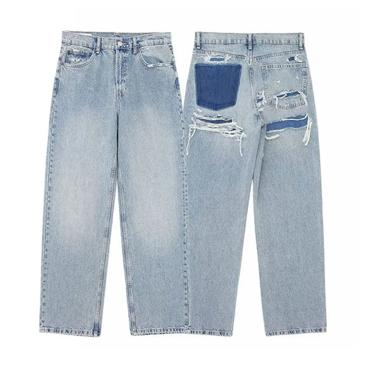 Women's Fashion Denim Blue Jeans Distressed - Grace Beauty H&C 