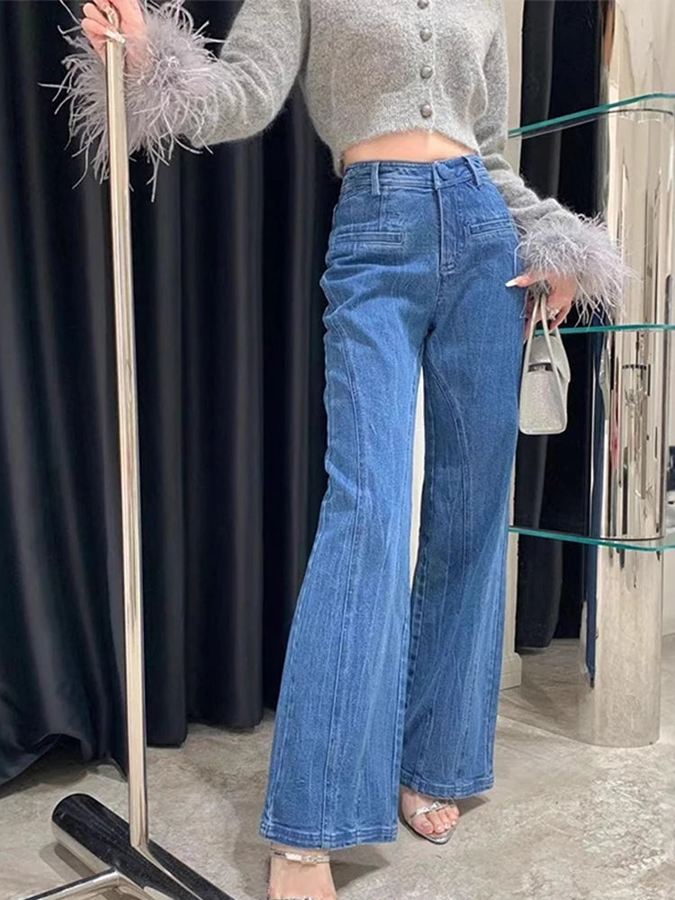 Y2K Women's High Waist Flare Denim Jeans - Grace Beauty H&C 
