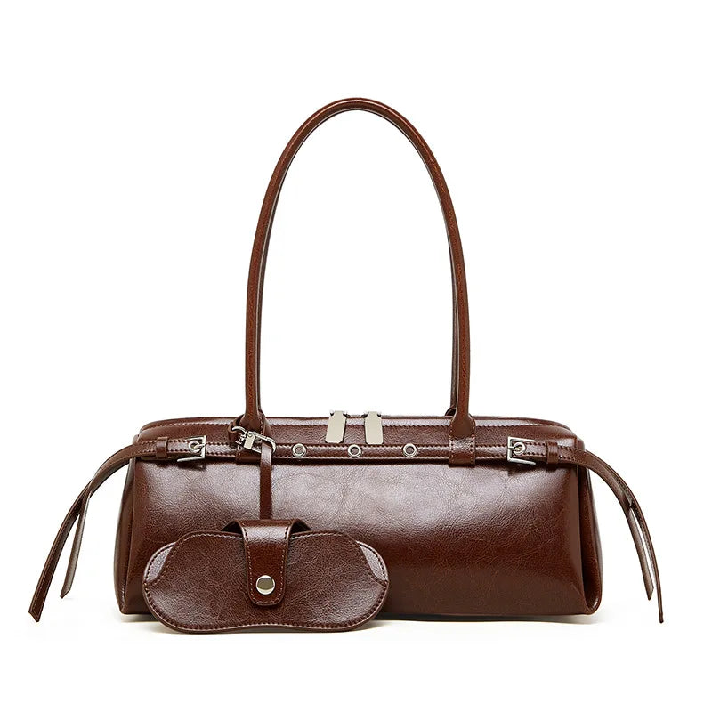 2025 New Genuine Leather Women's Shoulder Bag luxury Cowhide ladies handbag baguette bag female Commuter Shopping Underarm Bag - Grace Beauty H&C 