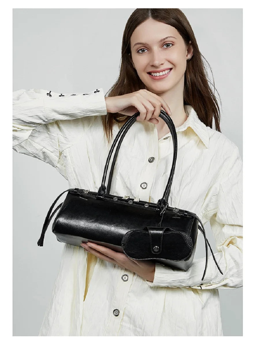 2025 New Genuine Leather Women's Shoulder Bag luxury Cowhide ladies handbag baguette bag female Commuter Shopping Underarm Bag - Grace Beauty H&C 