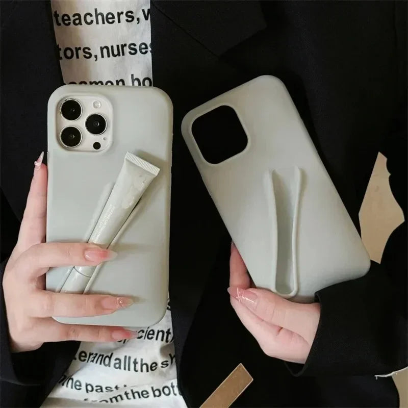 Lipstick Make-up Soft Silicone Phone Case for IPhone 16 14 15 Pro Max X Xs XR 11 13 12 Portable Lip Gloss Cover - Grace Beauty H&C 