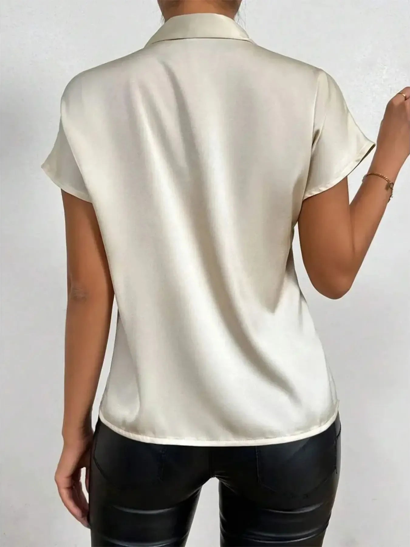 Satin Bow Tie Neck Blouse - Grace Beauty H&C 