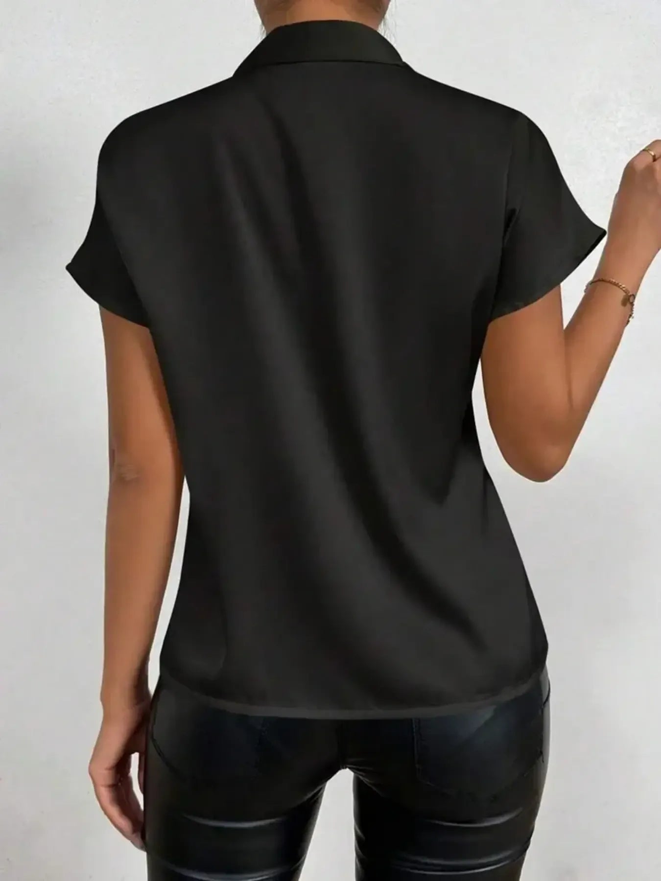 Satin Bow Tie Neck Blouse - Grace Beauty H&C 