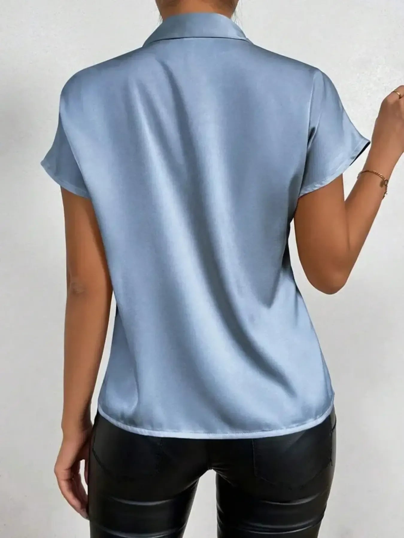 Satin Bow Tie Neck Blouse - Grace Beauty H&C 