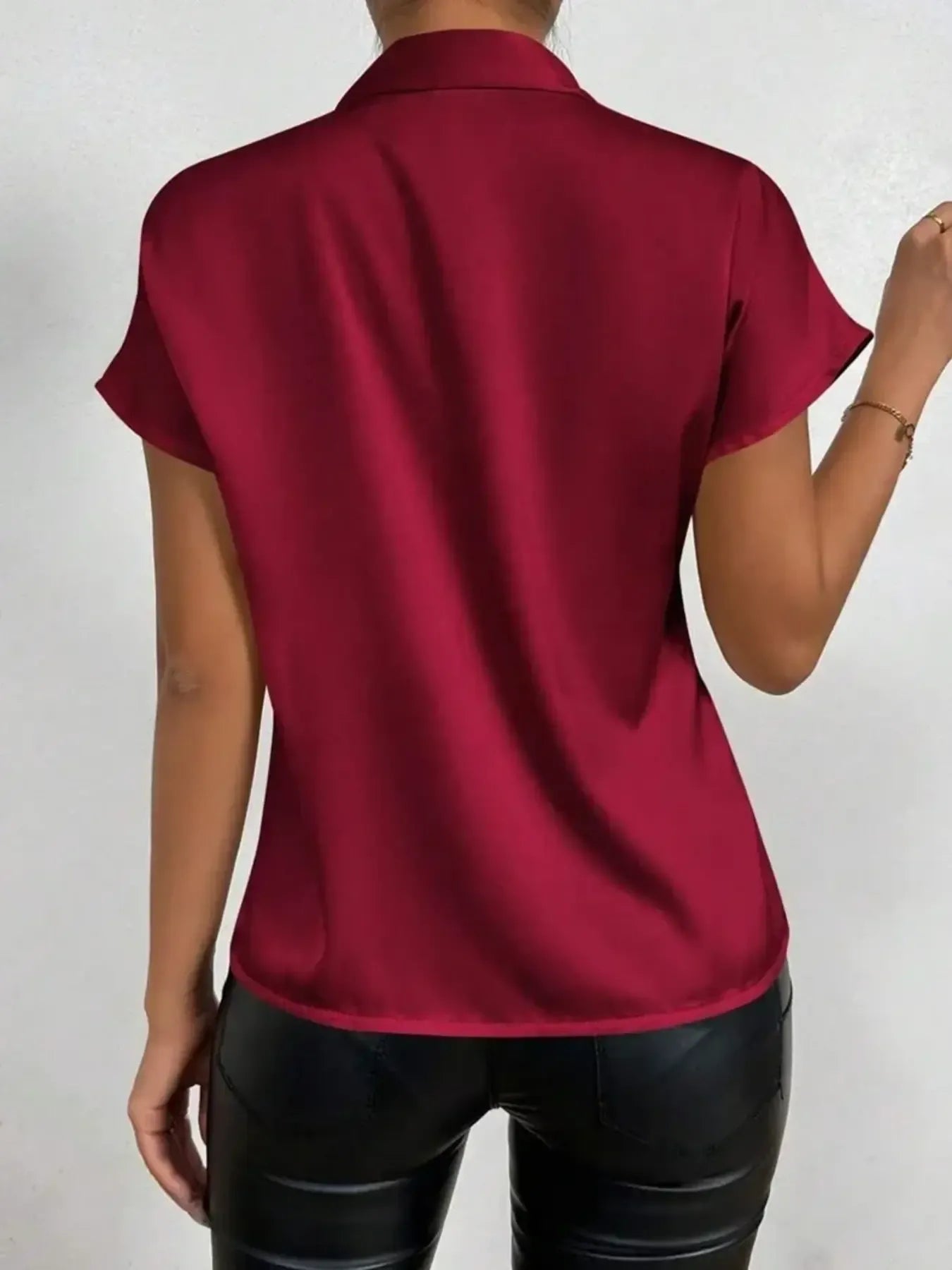 Satin Bow Tie Neck Blouse - Grace Beauty H&C 