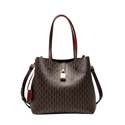 Premium Versatile Leather Crossbody Bag Ladies Large Capacity Daily Commuter Tote Bag Letter Print Design Ladies Fashion - Grace Beauty H&C 