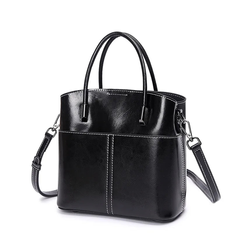 100% Genuine Leather Women Bucket Bag Casual ladies crossbody Hand Bag High Quality Cowhide Commuter Shoulder Bag for girls - Grace Beauty H&C 